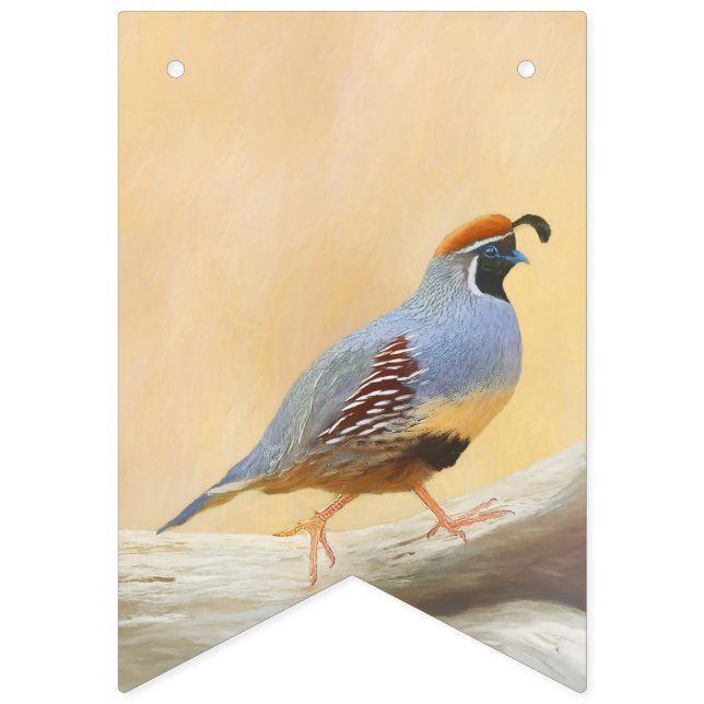 Gambrel's Quail Painting Original Bird Art Wimpelkette (Sechzehnte Fahne)