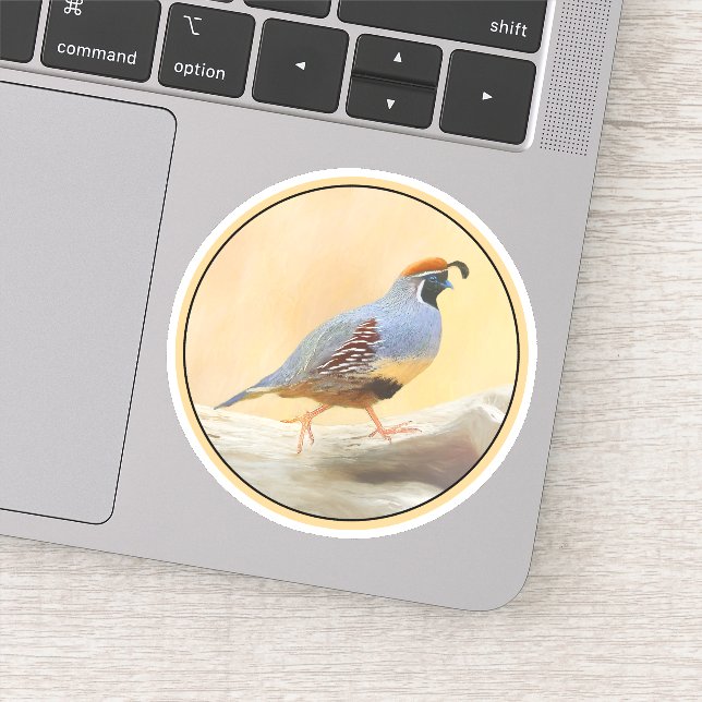 Gambrel's Quail Painting - Original Wild Bird Art Aufkleber (Detail)