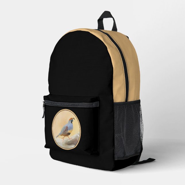 Gambrel's Quail Painting - Original Wild Bird Art Bedruckter Rucksack (Rückseitige Ecke Rechts)
