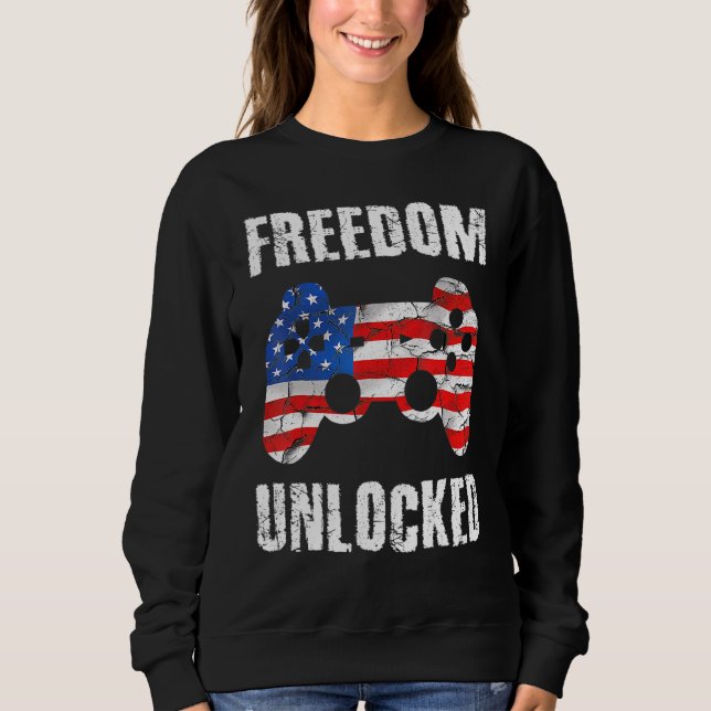 Game 4. Juli Freedom Unlock Video Games Boy Sweatshirt (Vorderseite)