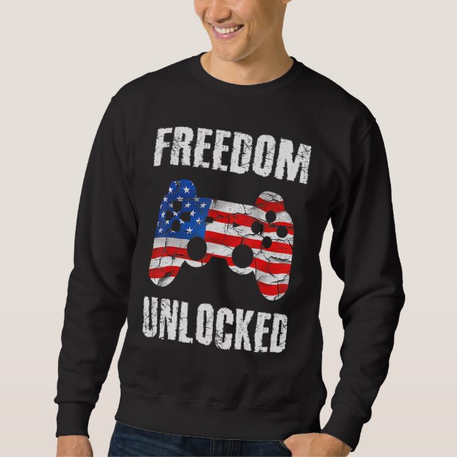 Game 4. Juli Freedom Unlock Video Games Boy Sweatshirt (Vorderseite)