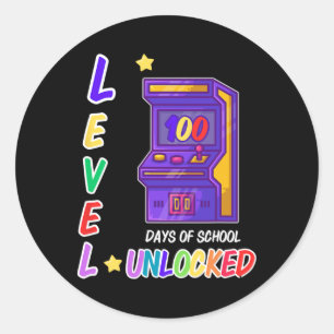 Game Arcade Controller Level 100 Days of School Runder Aufkleber