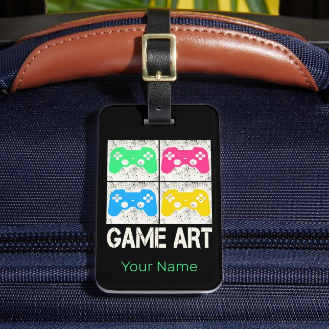Game Art Vintag Gamepad Retro Controller Gamer Gepäckanhänger (Vorderseite Insitu 2)