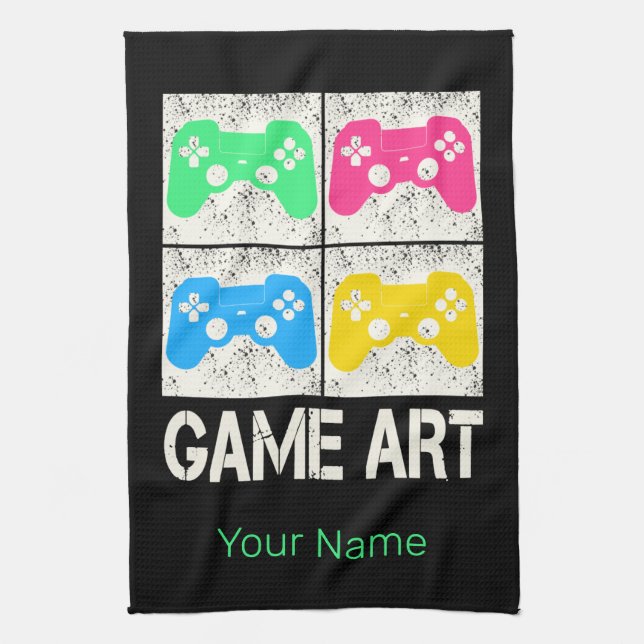 Game Art Vintag Gamepad Retro Controller Gamer Geschirrtuch (Vertikal)