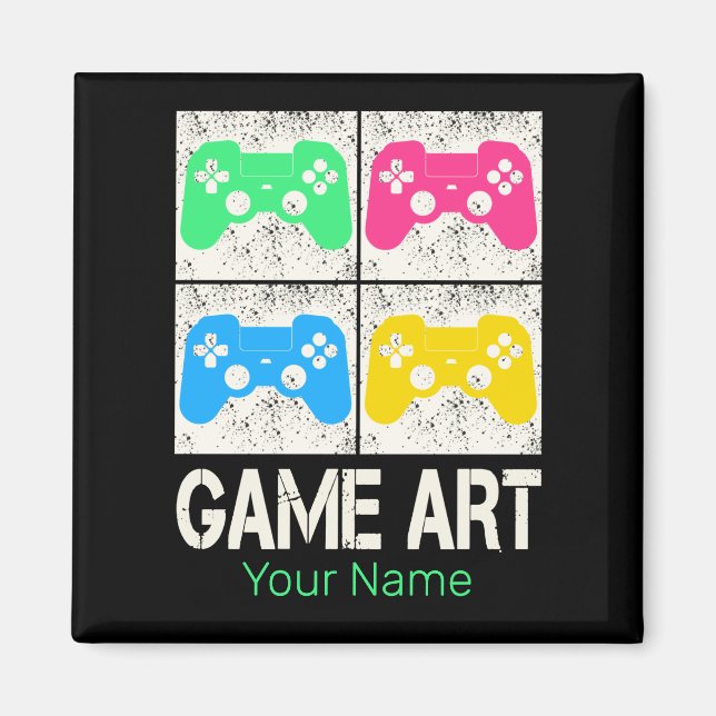 Game Art Vintag Gamepad Retro Controller Gamer Magnet (Vorne)