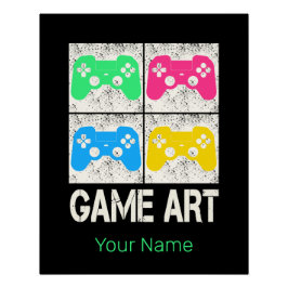 Game Art Vintag Gamepad Retro Controller Gamer Poster