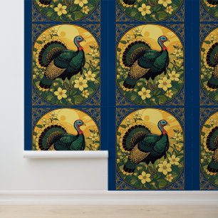 Game Bird Wild Turkey und Jasmine Blume Tapete