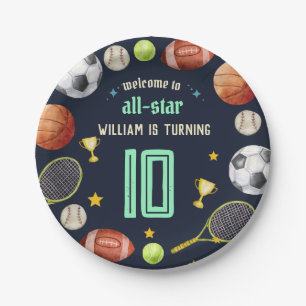 Game Blue Kids Jungs Sport 10. Geburtstag Pappteller