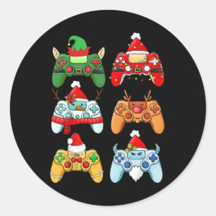 Game Controller Christmas Weihnachtsmannmütze Game Runder Aufkleber