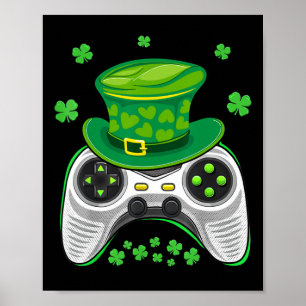 Game Controller Kleeblatt Gamer St Patricks Day Ga Poster