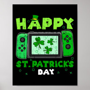 Game Controller Kleeblatt St Patricks Day Gamer Ga Poster