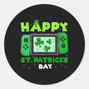 Game Controller Kleeblatt St Patricks Day Gamer Ga Runder Aufkleber