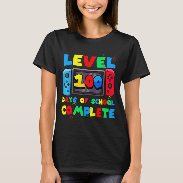 Game Controller Level 100 Days Of School Complete  T-Shirt (Vorderseite)