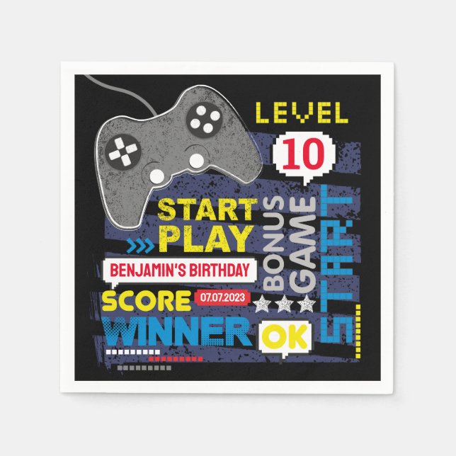 Game Controller Level Up Gamer Geburtstag Serviette (Vorderseite)