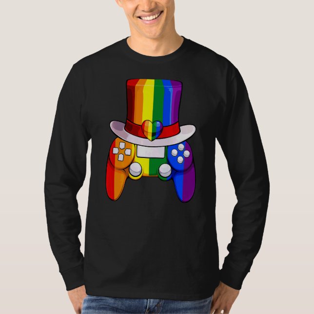 Game Controller Lgbt Q Coole Regenbogenflagge T-Shirt (Vorderseite)