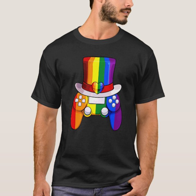 Game Controller Lgbt Q Coole Regenbogenflagge T-Shirt (Vorderseite)