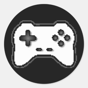 Game Controller Schwarz-weiß 8-Bit Video Game Styl Runder Aufkleber