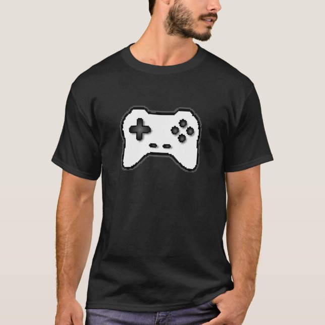 Game Controller Schwarz-weiß 8-Bit Video Game Styl T-Shirt (Vorderseite)