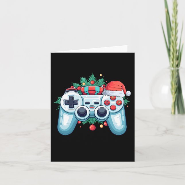 Game Controller Weihnachtsmannmütze Weihnachts Gam Karte (Vorderseite)