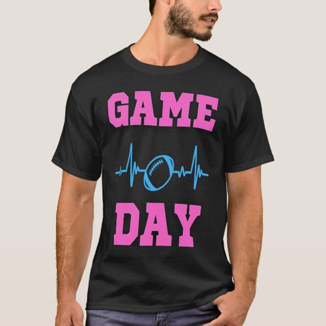 GAME DAY AMERICAN FOOTBALL EKG HEARTBEAT SPORT LOV T-Shirt (Vorderseite)