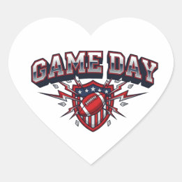 Game Day American Football Patriotischer Schild Sp Herz-Aufkleber