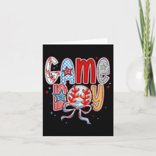 Game Day Baseball Coquette Mama Checkered Mütter Karte