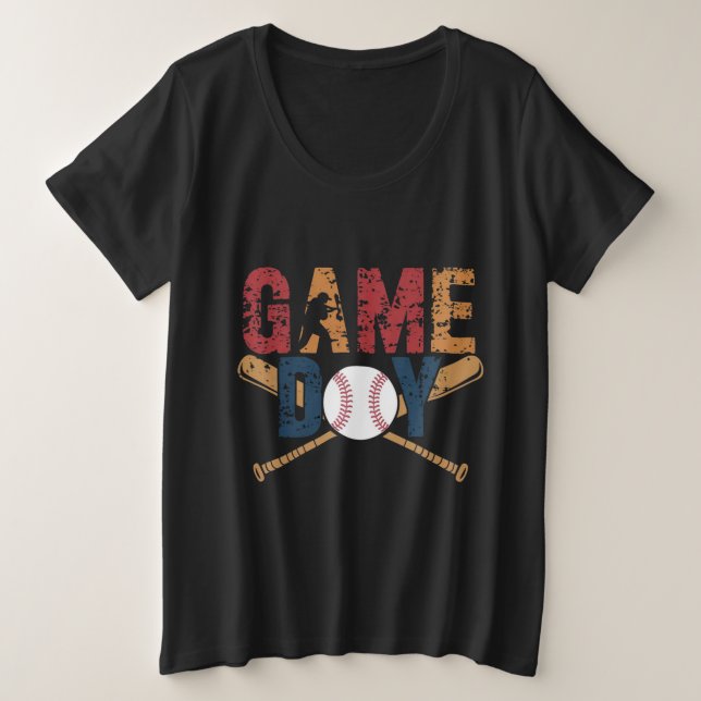 Game Day Baseball Graphic Große Größe T-Shirt (Design vorne)