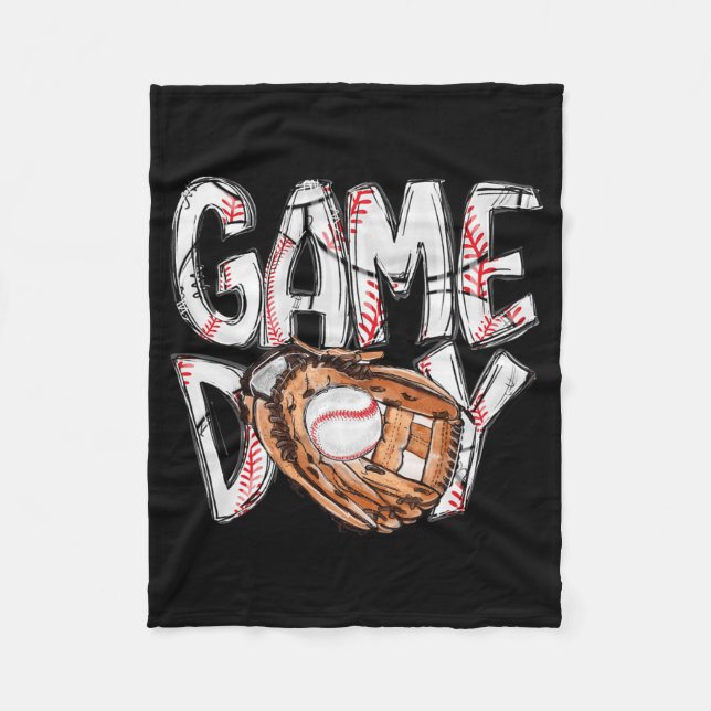 Game Day Baseball Softball Herz Liebe Mama Leben v Fleecedecke (Vorderseite)