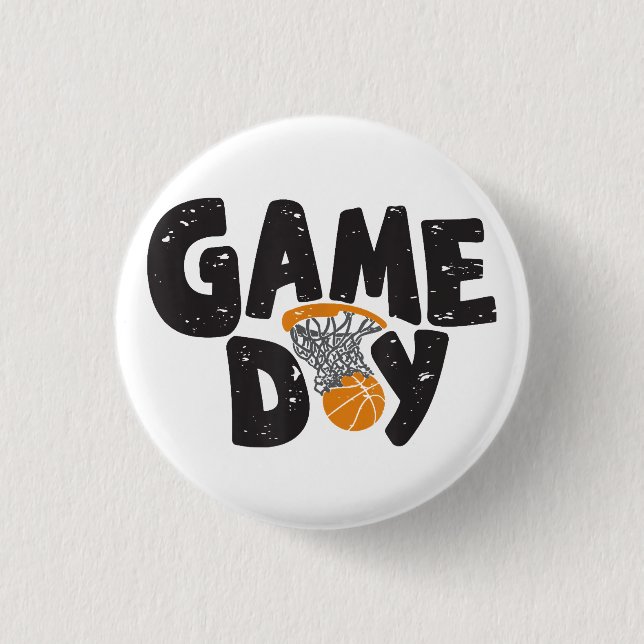 Game Day Basketball Funny Youth Men Women Sports V Button (Vorderseite)