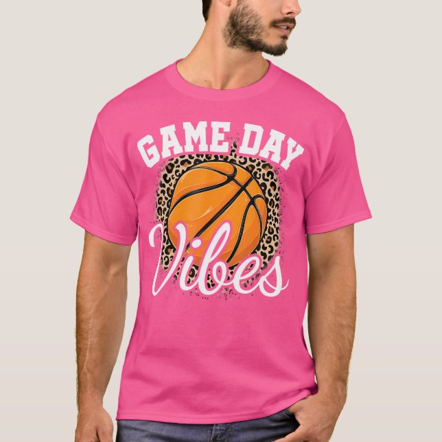 Game Day Basketball Leopard Print Women Girls Bask T-Shirt (Vorderseite)