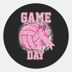 Game Day Bruastkrebs Bewusstsein Pink Volleyball Runder Aufkleber