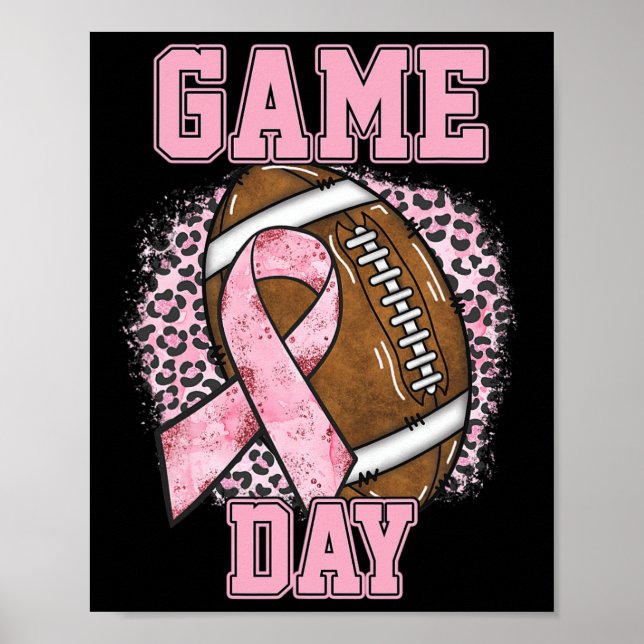 Game Day - Brustkrebs Bewusstsein Pink Football M Poster (Vorne)