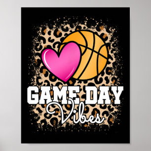 Game Day Bysketbyll Leopard Print Women Girls Bysk Poster