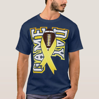 Game Day Children Cancer Awareness Football Ribb T-Shirt