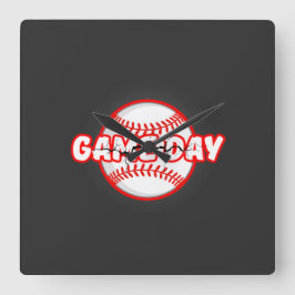 Game Day Cracked Baseball Sports Graphic Quadratische Wanduhr
