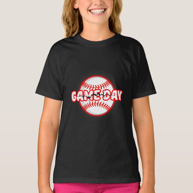 Game Day Cracked Baseball Sports Graphic T-Shirt (Vorderseite)