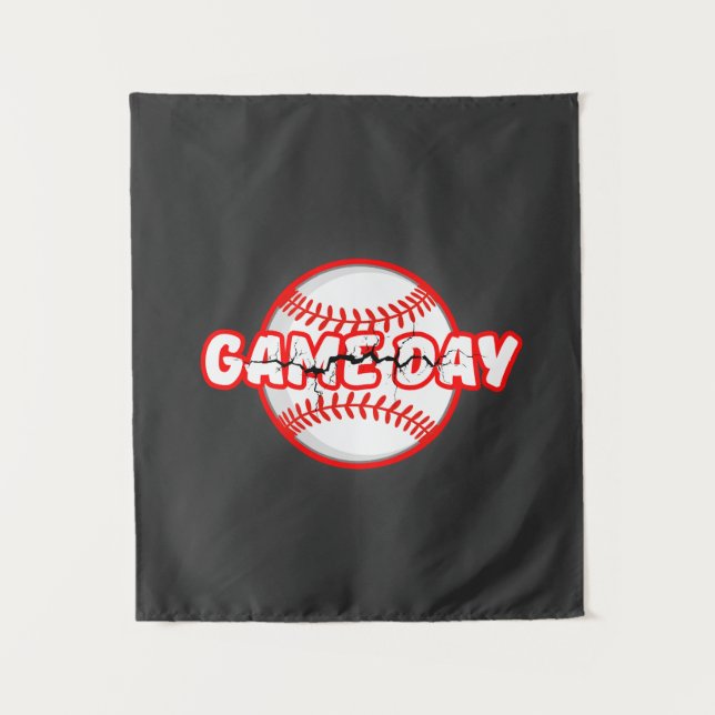 Game Day Cracked Baseball Sports Graphic Wandteppich (Vorderseite)