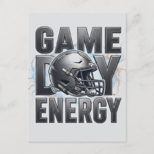 Game Day Energy Football-Helm Metallisches Design Postkarte