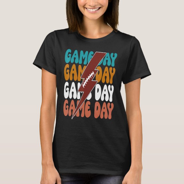 Game Day Football Blitz Bolt Groovy Team Spo T-Shirt (Vorderseite)