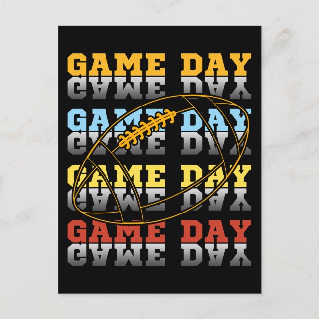Game Day Football Lover Typografy Postkarte (Vorderseite)