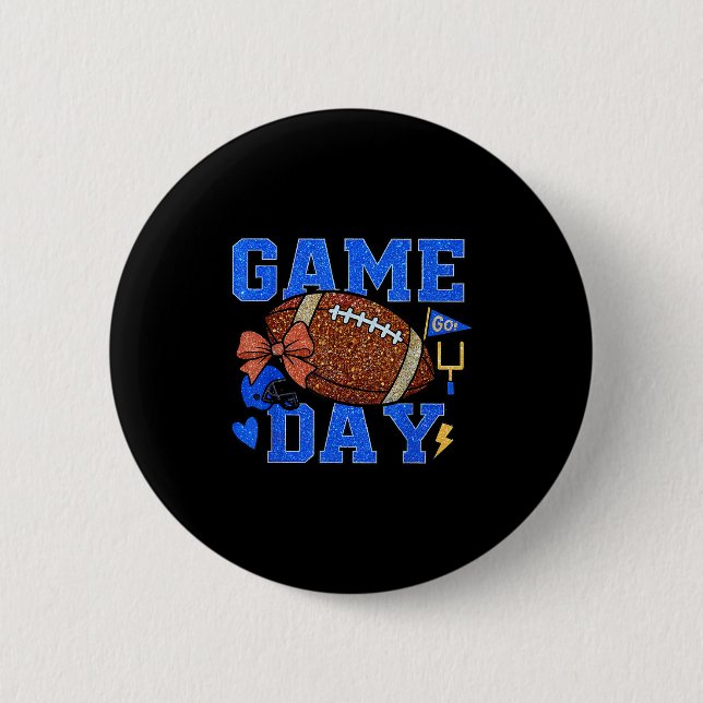 Game Day Football Season Football Mama Blue Gold B Button (Vorderseite)