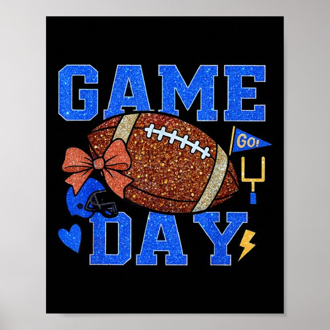 Game Day Football Season Football Mama Blue Gold B Poster (Vorne)