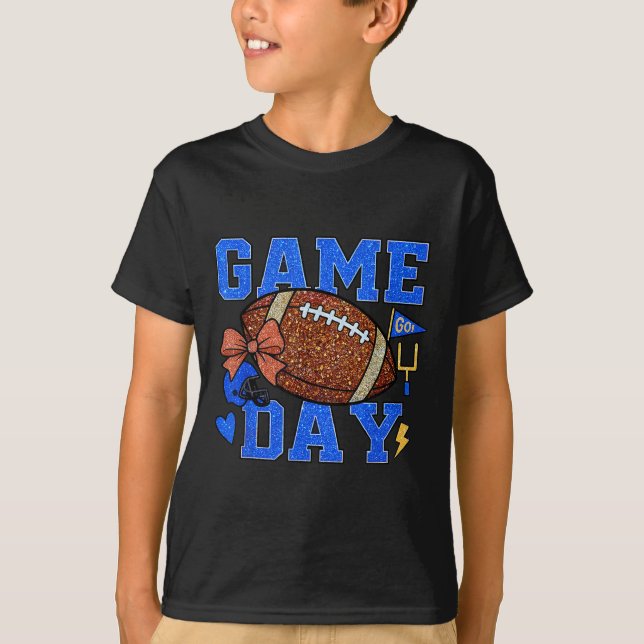 Game Day Football Season Football Mama Blue Gold B T-Shirt (Vorderseite)
