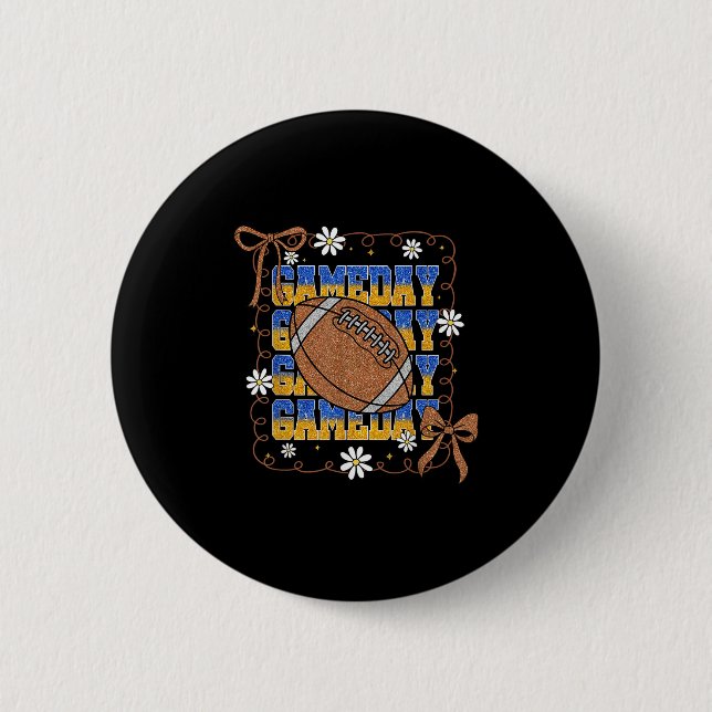 Game Day Football Season Football Mama Girl Blue G Button (Vorderseite)