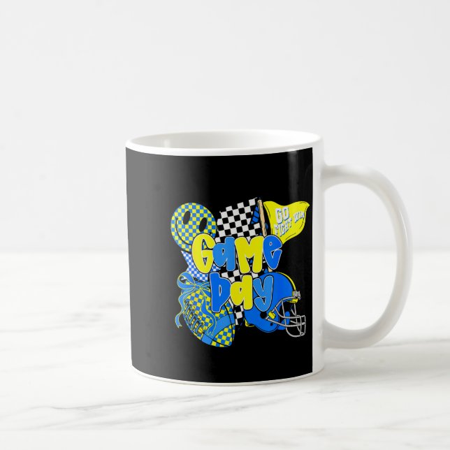 Game Day Football Team Srit Checkered Blue &amp; G Kaffeetasse (Rechts)