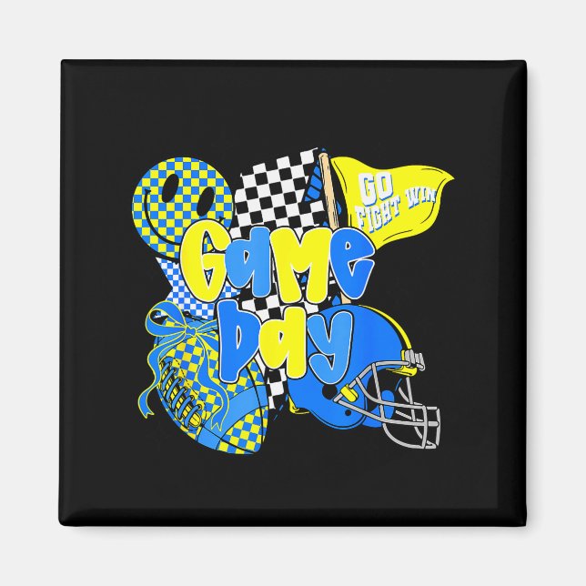 Game Day Football Team Srit Checkered Blue &amp; G Magnet (Vorne)