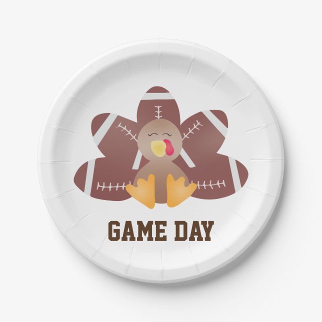 Game Day Football Türkei Feathers Brown Pappteller (Vorderseite)