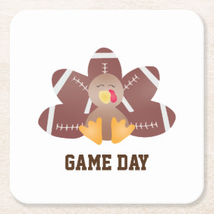 Game Day Football Türkei Feathers Brown Rechteckiger Pappuntersetzer
