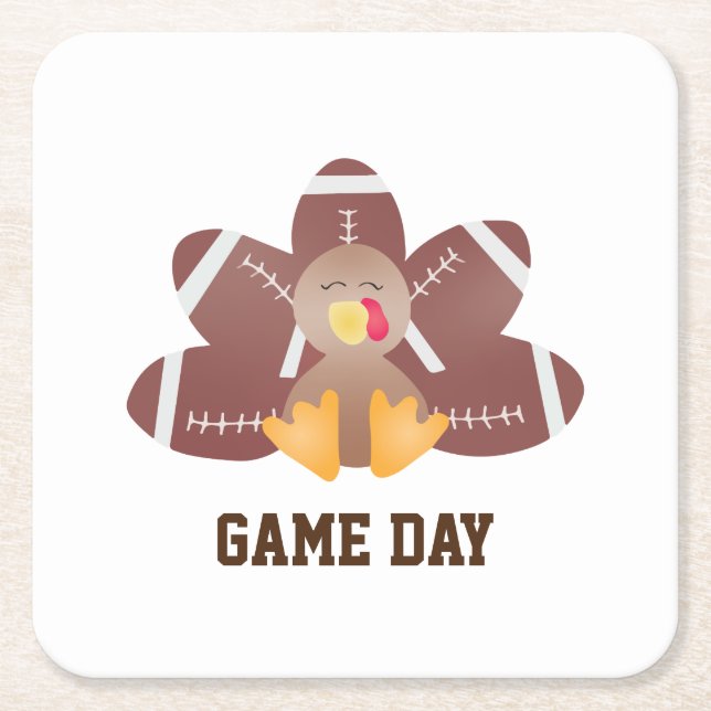 Game Day Football Türkei Feathers Brown Rechteckiger Pappuntersetzer (Vorderseite)