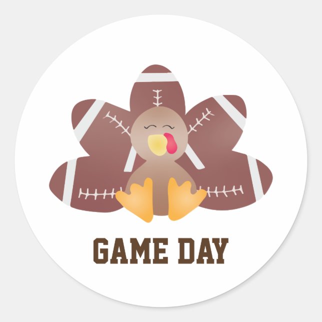 Game Day Football Türkei Feathers Brown Runder Aufkleber (Vorderseite)